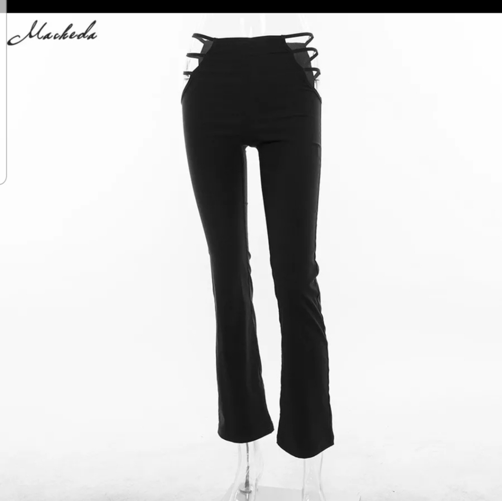 Black cut out pants